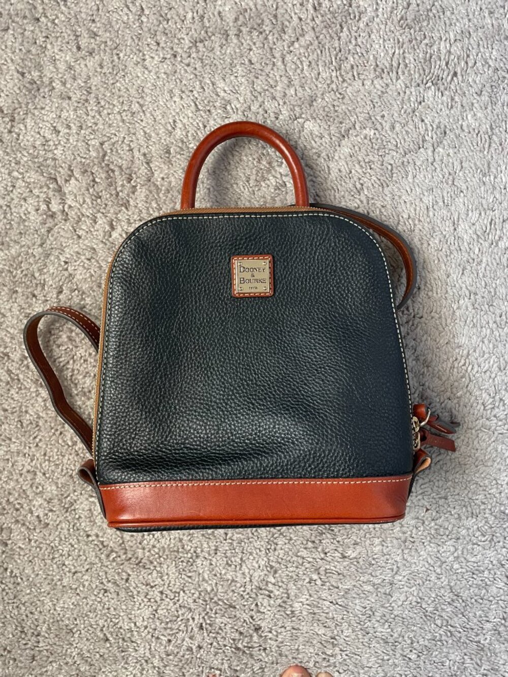 Dooney & Bourke Pebble Leather Zip Pod Backpack Midnight Blue